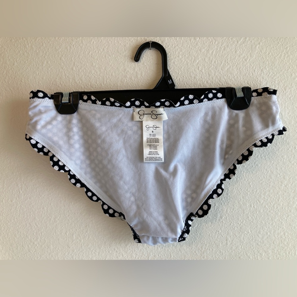 Jessica Simpson Black White Polka Dot Bikini Set Size S Scalloped Swim - Picture 10 of 13